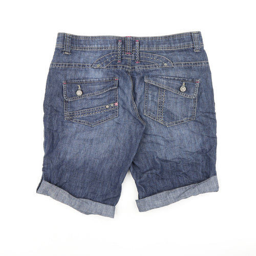 Denim & Co. Womens Blue Cotton Skimmer Shorts Size 14 L11 in Regular Zip