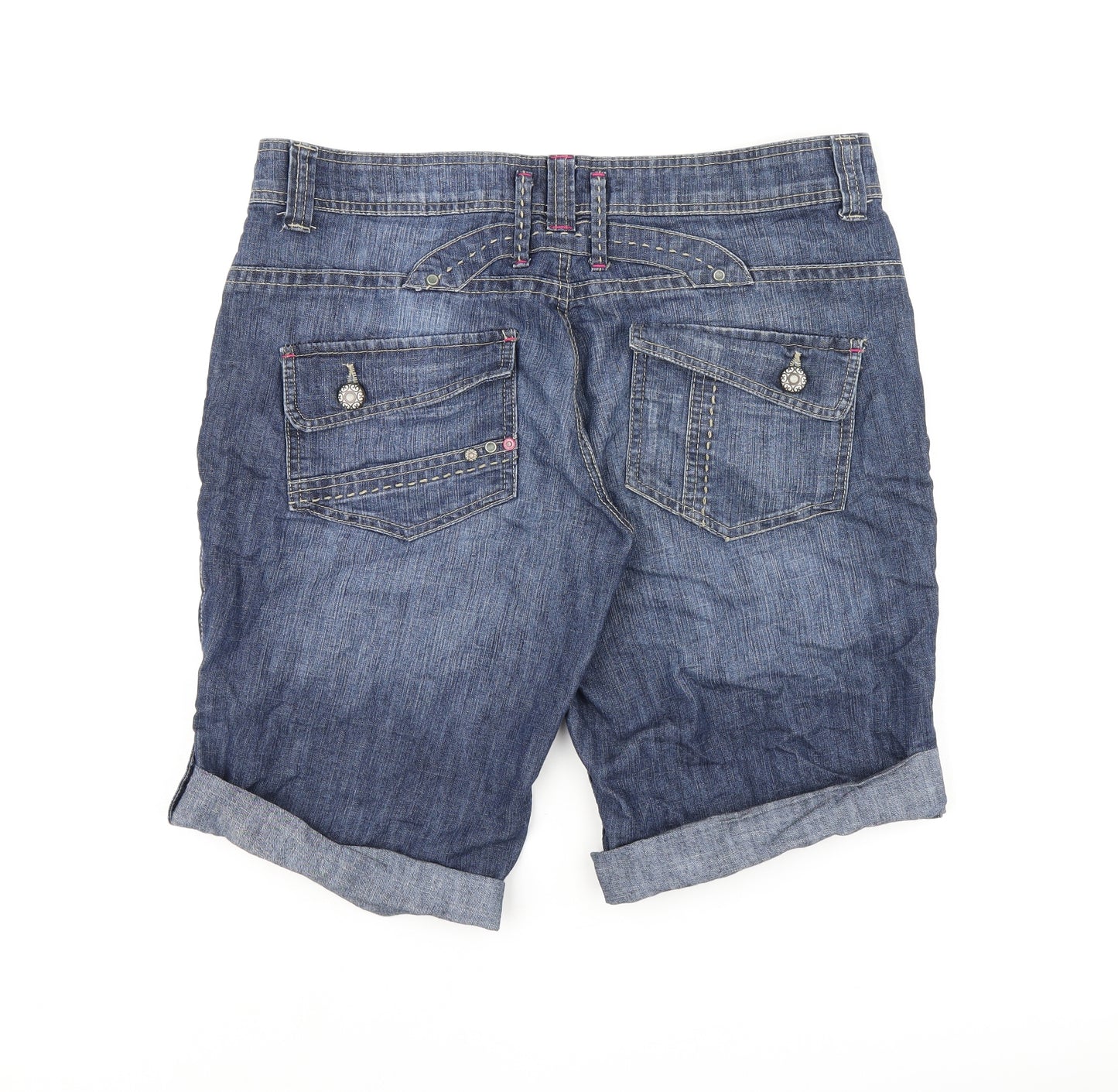 Denim & Co. Womens Blue Cotton Skimmer Shorts Size 14 L11 in Regular Zip