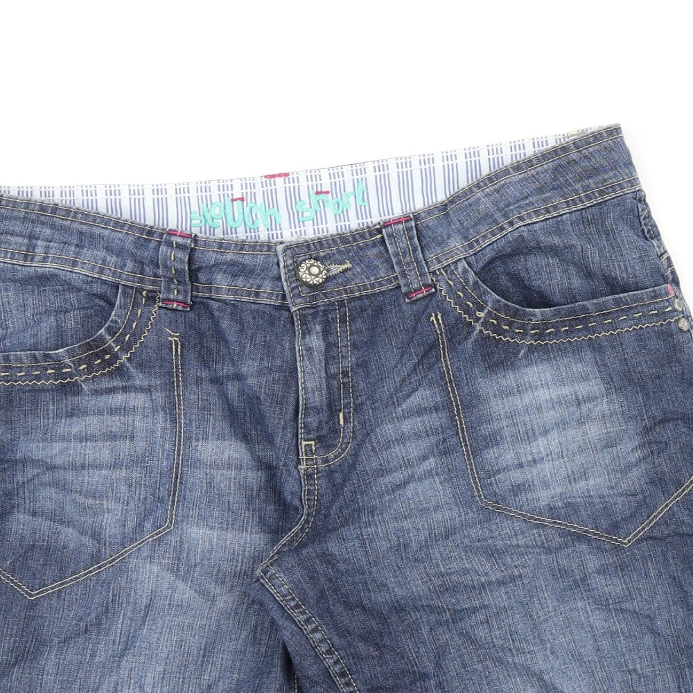 Denim & Co. Womens Blue Cotton Skimmer Shorts Size 14 L11 in Regular Zip