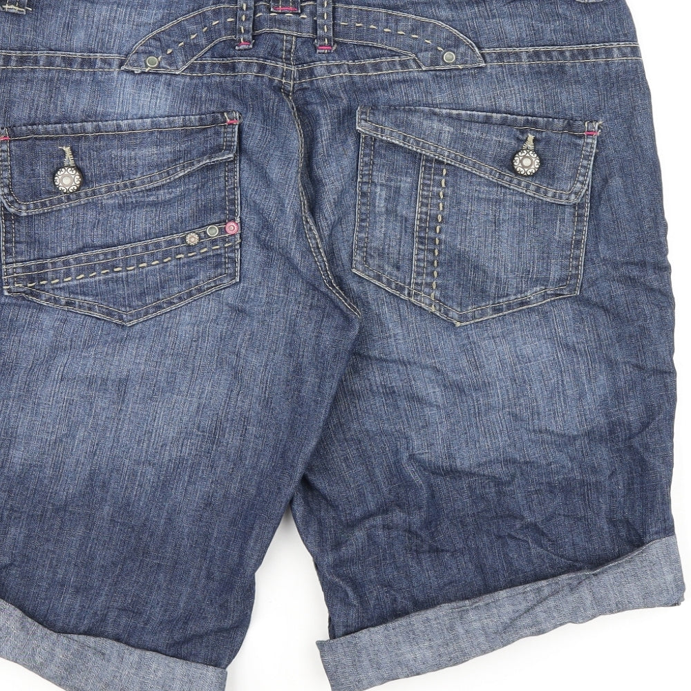 Denim & Co. Womens Blue Cotton Skimmer Shorts Size 14 L11 in Regular Zip