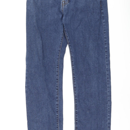 Marks and Spencer Mens Blue Cotton Straight Jeans Size 34 in L31 in Regular Zip