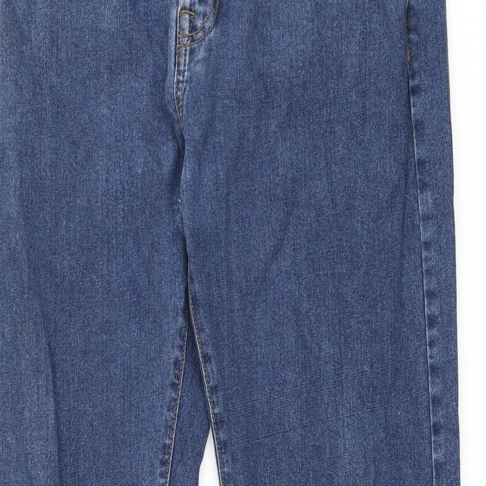 Marks and Spencer Mens Blue Cotton Straight Jeans Size 34 in L31 in Regular Zip