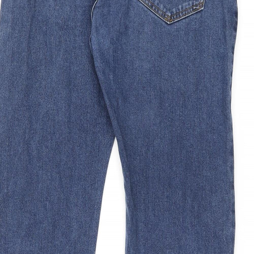 Marks and Spencer Mens Blue Cotton Straight Jeans Size 34 in L31 in Regular Zip