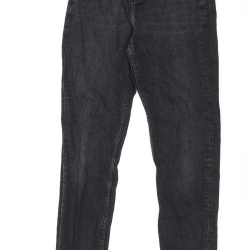 Jack Wills Womens Black Cotton Straight Jeans Size 25 in L27 in Regular Zip