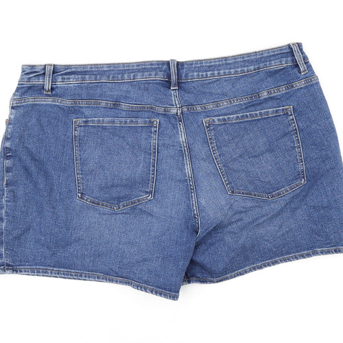 Marks and Spencer Womens Blue Cotton Hot Pants Shorts Size 24 L5.5 in Regular Zip