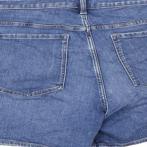 Marks and Spencer Womens Blue Cotton Hot Pants Shorts Size 24 L5.5 in Regular Zip