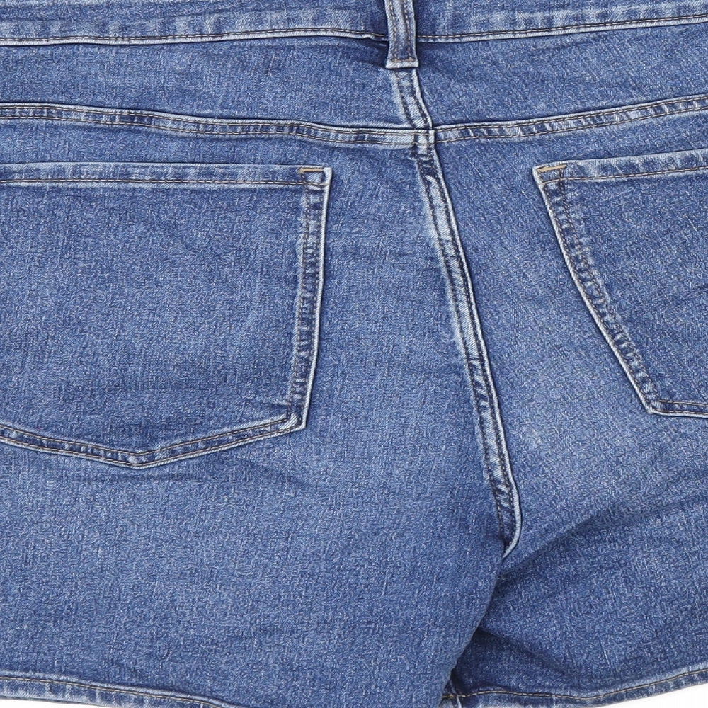 Marks and Spencer Womens Blue Cotton Hot Pants Shorts Size 24 L5.5 in Regular Zip