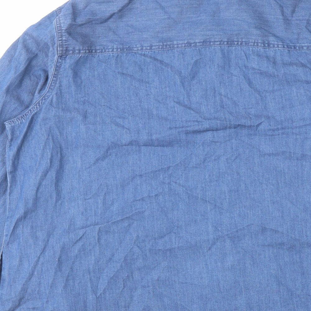 Cotton Traders Womens Blue Cotton Basic Blouse Size 14 Collared