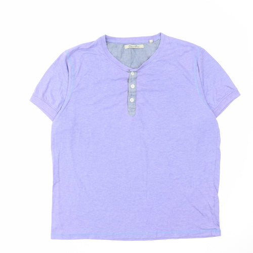 Brave Soul Mens Purple Cotton T-Shirt Size L Crew Neck