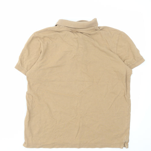 JACK & JONES Mens Brown Cotton Polo Size S Collared Button