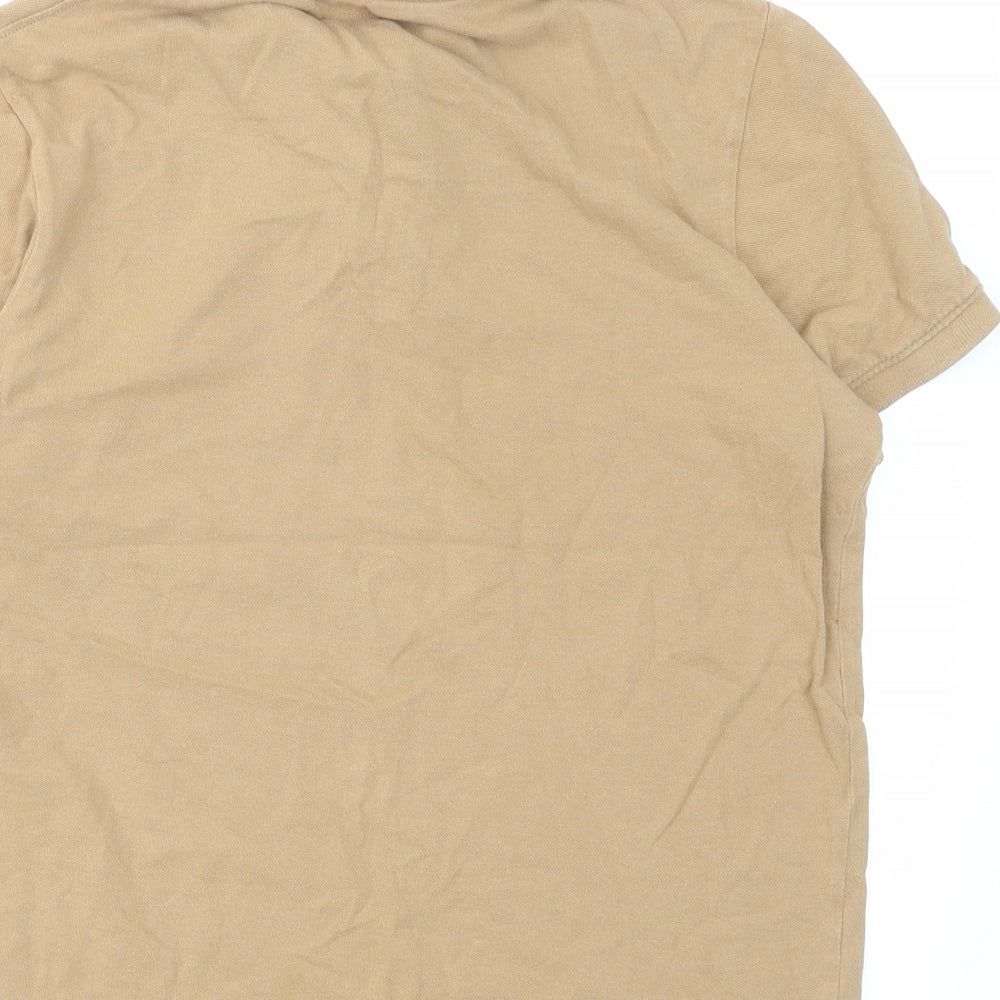 JACK & JONES Mens Brown Cotton Polo Size S Collared Button