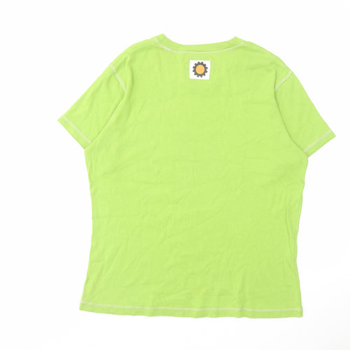 GetNoSweat Womens Green Cotton Basic T-Shirt Size L Round Neck - Kindness Counts