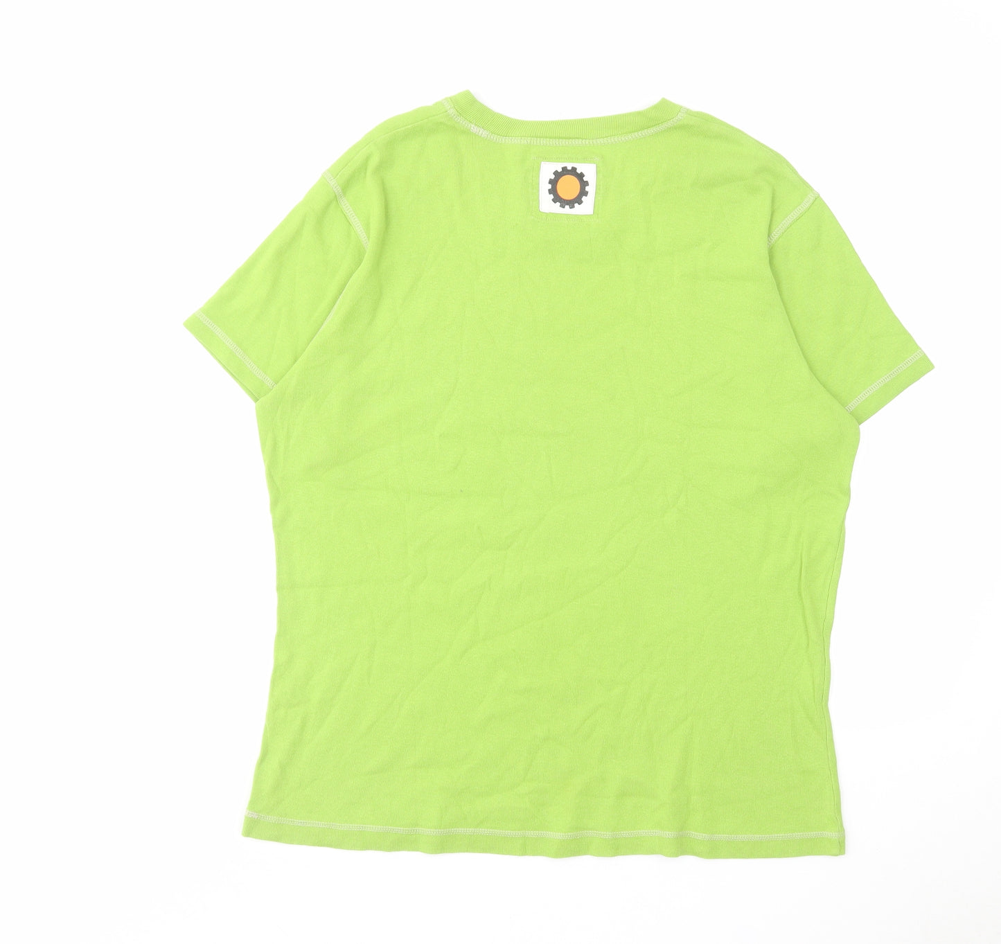 GetNoSweat Womens Green Cotton Basic T-Shirt Size L Round Neck - Kindness Counts