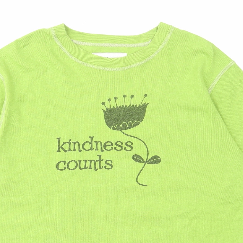 GetNoSweat Womens Green Cotton Basic T-Shirt Size L Round Neck - Kindness Counts