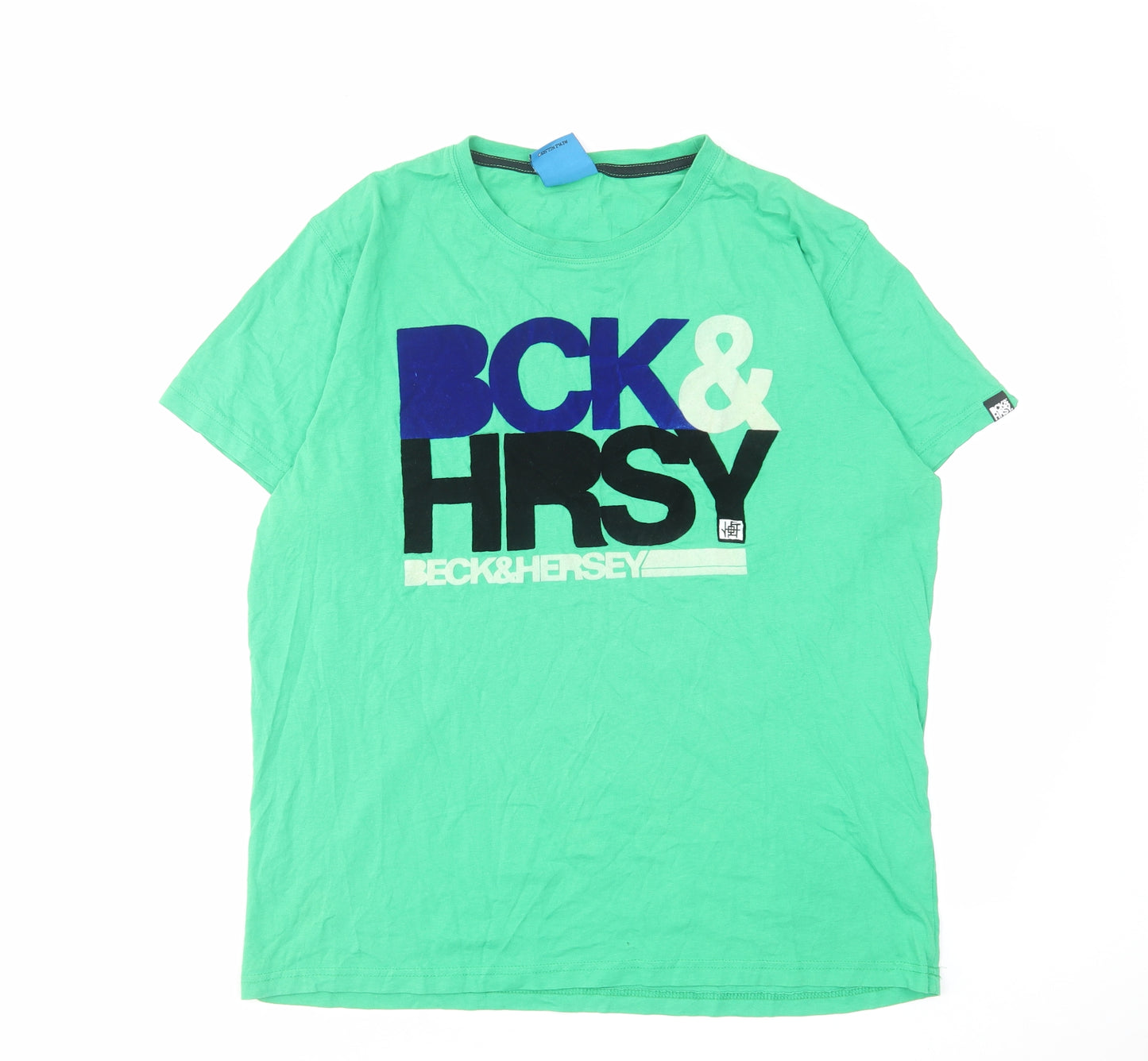 Beck&Hersey Mens Green Cotton T-Shirt Size XL Crew Neck