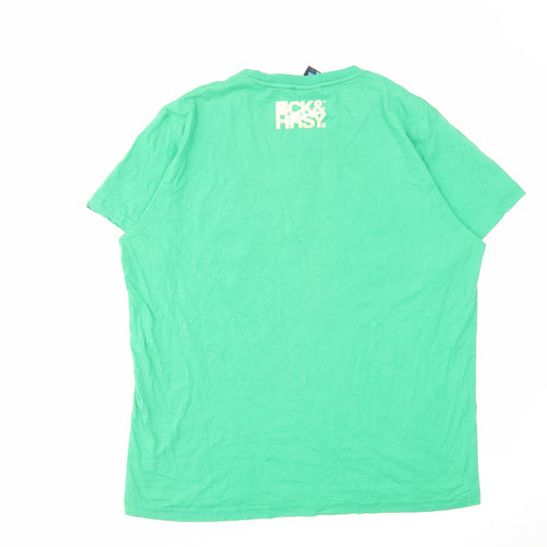 Beck&Hersey Mens Green Cotton T-Shirt Size XL Crew Neck