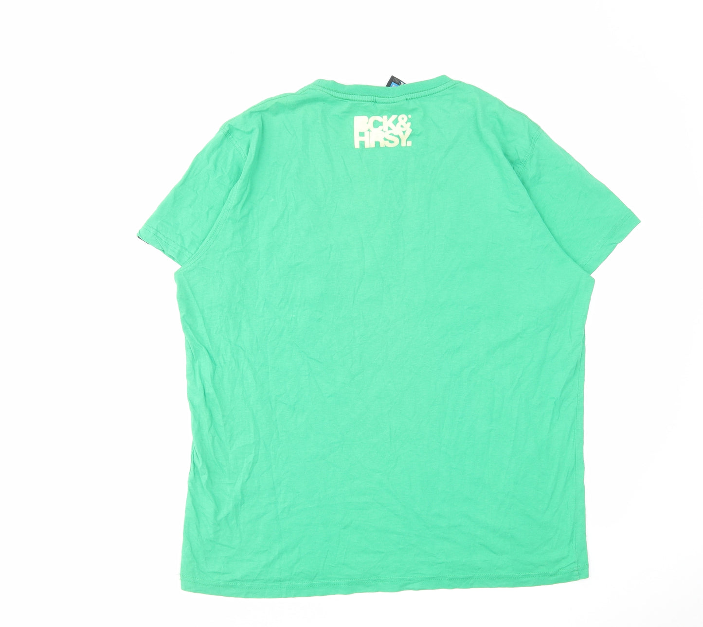 Beck&Hersey Mens Green Cotton T-Shirt Size XL Crew Neck
