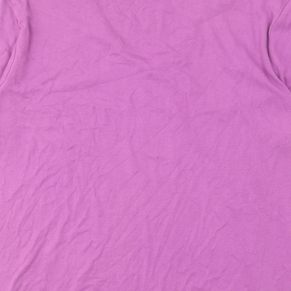 Cotton Traders Womens Pink Cotton Basic T-Shirt Size 20 V-Neck