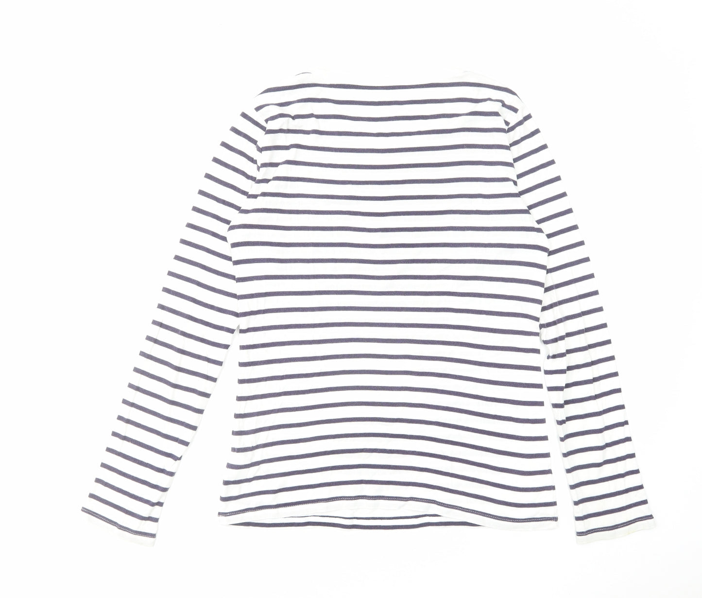 Gap Womens White Striped Cotton Basic T-Shirt Size S Round Neck