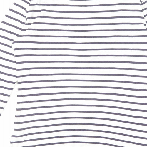 Gap Womens White Striped Cotton Basic T-Shirt Size S Round Neck