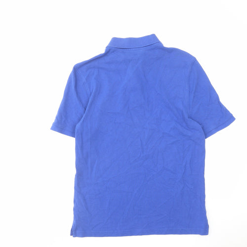 Marks and Spencer Mens Blue Cotton Polo Size M Collared Button