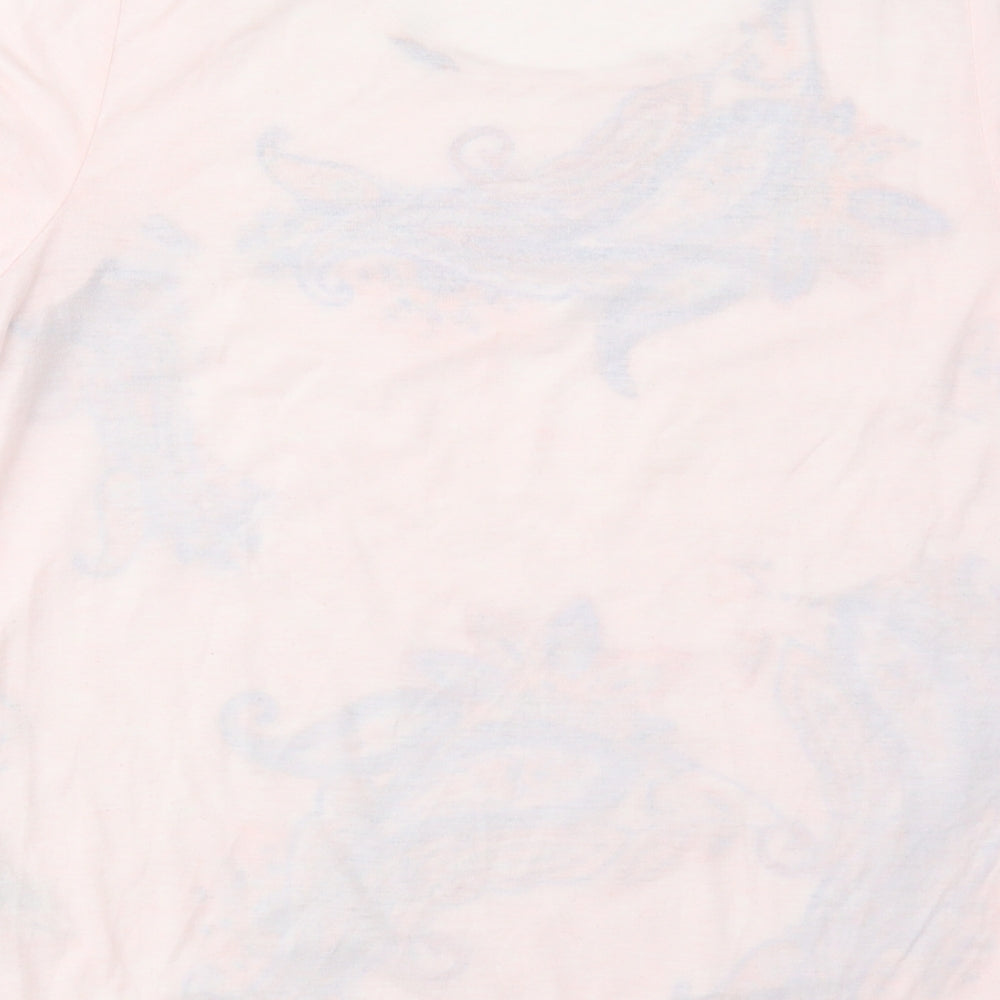 Marks and Spencer Womens Pink Paisley Polyester Basic Blouse Size 14 Scoop Neck
