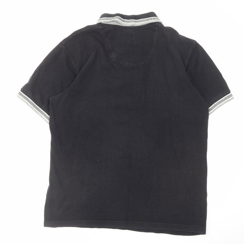 HUGO BOSS Mens Black Cotton Polo Size L Collared Button