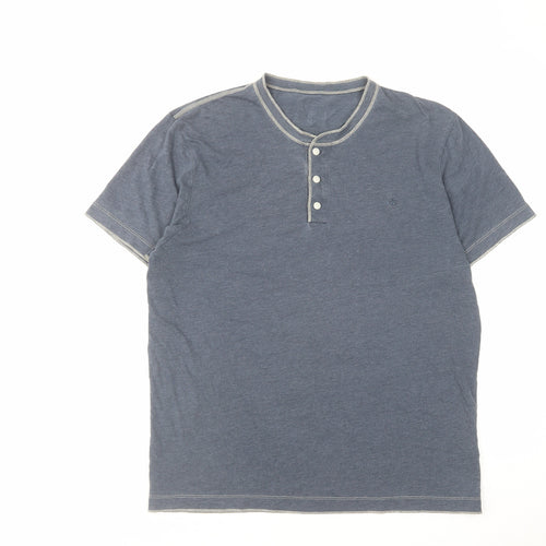 Marks and Spencer Mens Blue Cotton T-Shirt Size M Crew Neck