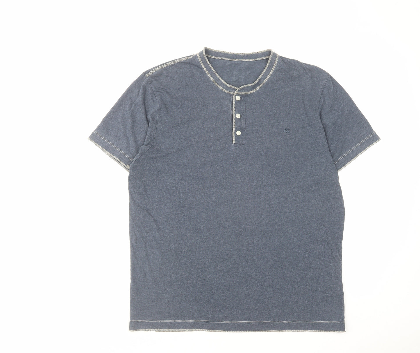 Marks and Spencer Mens Blue Cotton T-Shirt Size M Crew Neck