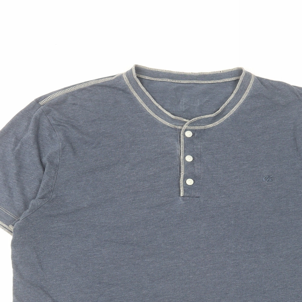 Marks and Spencer Mens Blue Cotton T-Shirt Size M Crew Neck