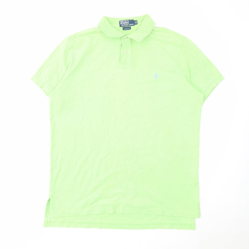 Polo Ralph Lauren Mens Green Cotton Polo Size XL Collared Button
