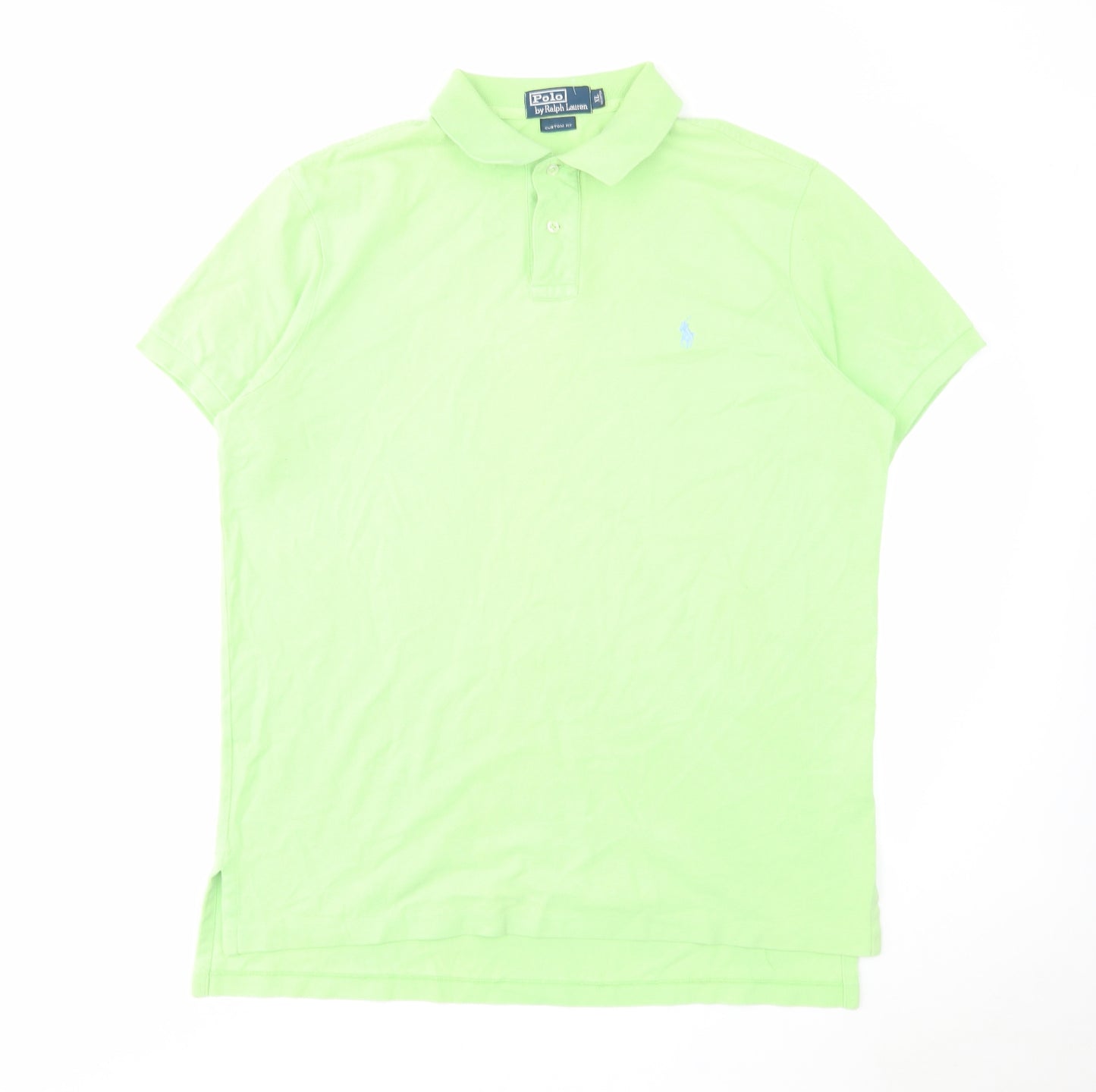 Polo Ralph Lauren Mens Green Cotton Polo Size XL Collared Button