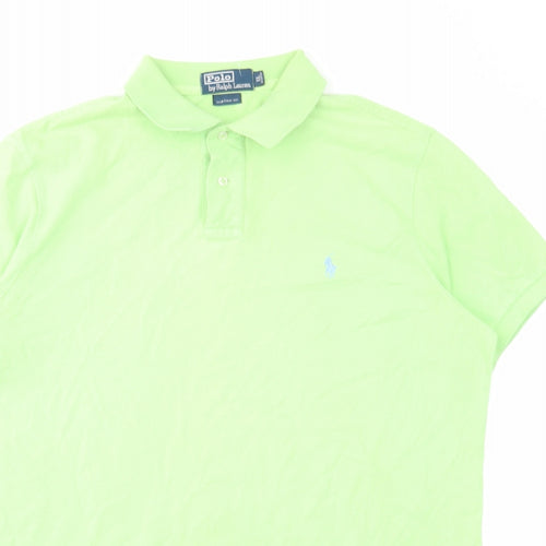 Polo Ralph Lauren Mens Green Cotton Polo Size XL Collared Button