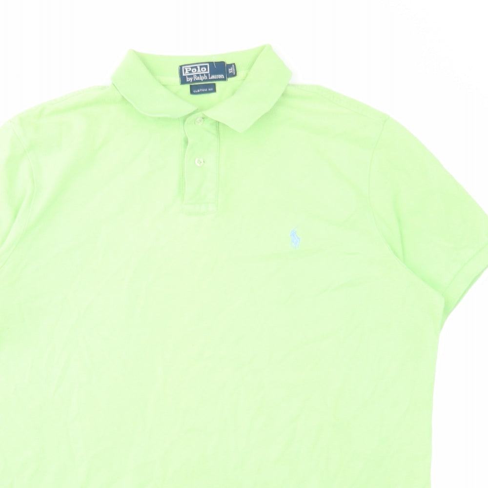 Polo Ralph Lauren Mens Green Cotton Polo Size XL Collared Button