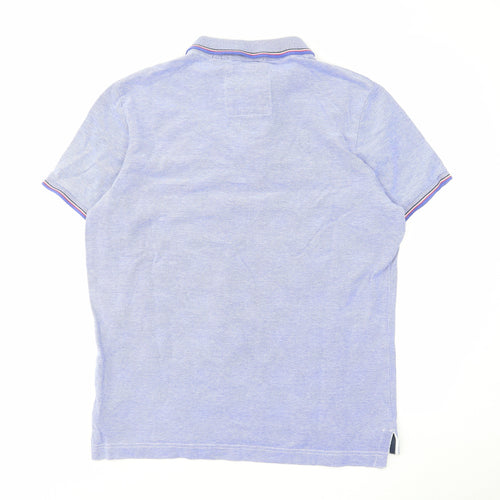 Superdry Mens Blue Cotton Polo Size 2XL Collared Button
