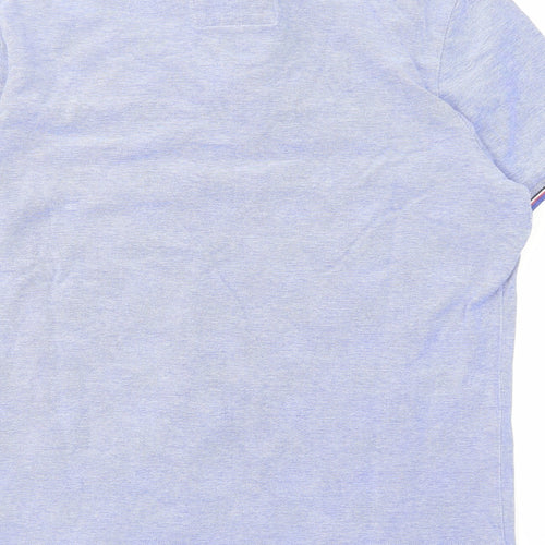 Superdry Mens Blue Cotton Polo Size 2XL Collared Button