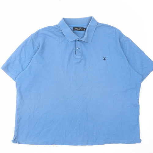 The Golf Co Mens Blue Cotton Polo Size XL Collared Button