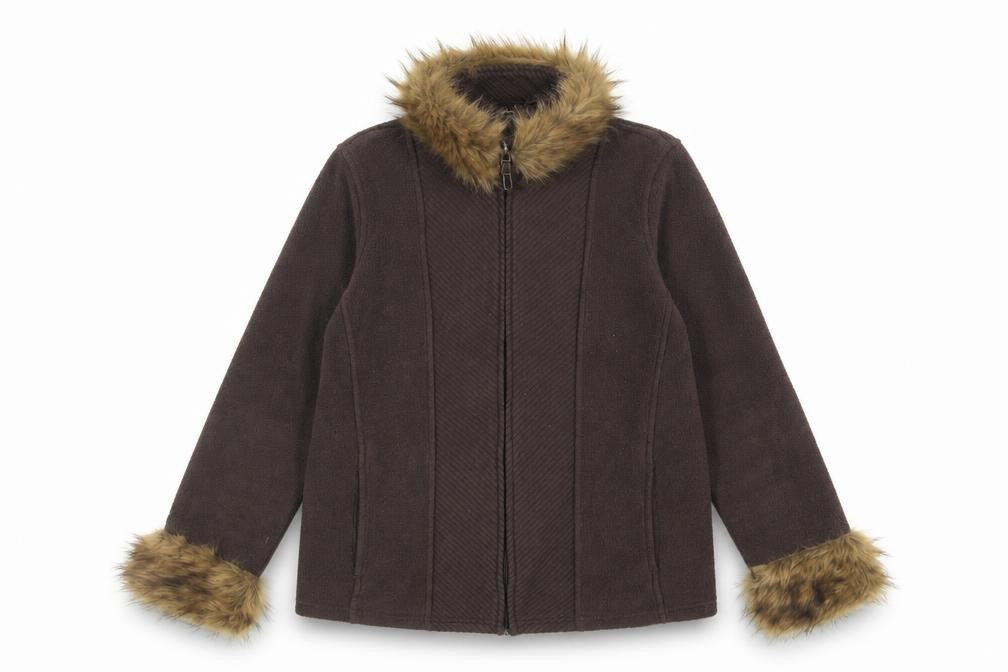 Front view of Bonmarché women’s brown jacket, size L, zip