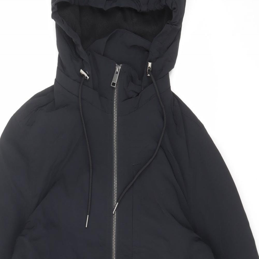Marks and Spencer Womens Black Parka Coat Size 14 Zip