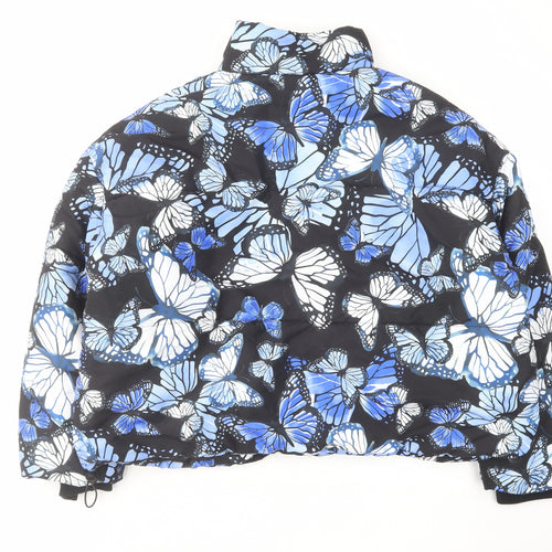 Marks and Spencer Womens Blue Floral Jacket Size 18 Zip - Butterfly Print