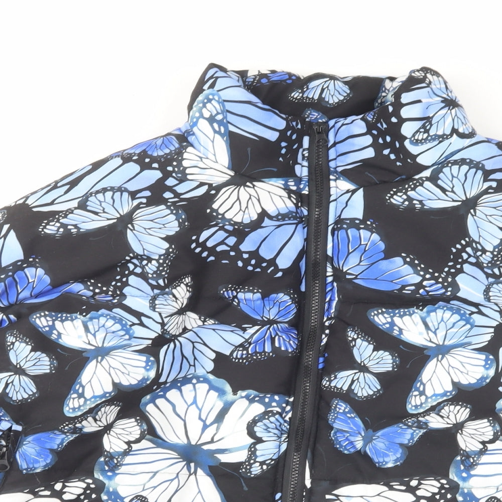 Marks and Spencer Womens Blue Floral Jacket Size 18 Zip - Butterfly Print