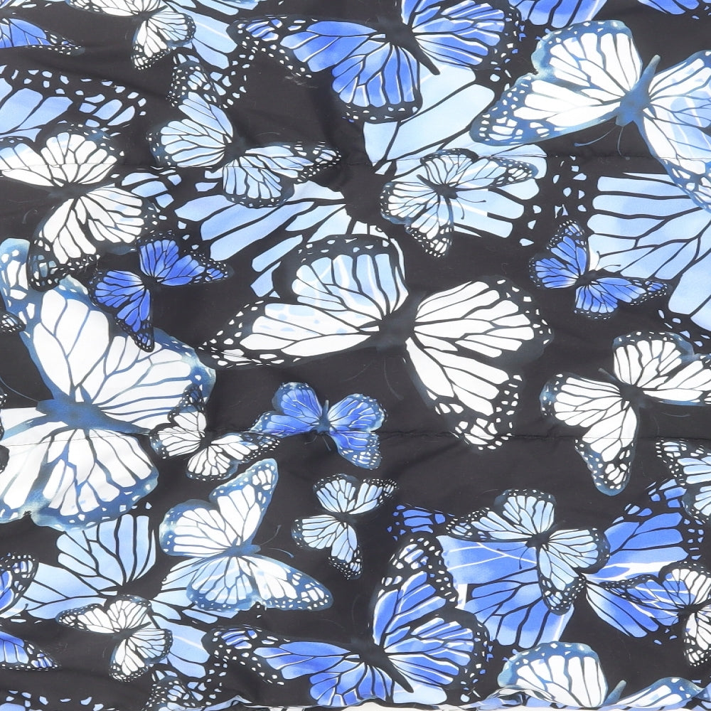 Marks and Spencer Womens Blue Floral Jacket Size 18 Zip - Butterfly Print