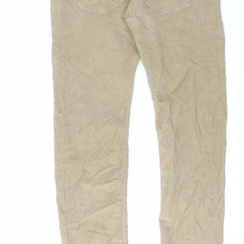Lois Mens Beige Cotton Trousers Size 34 in L32 in Regular Zip