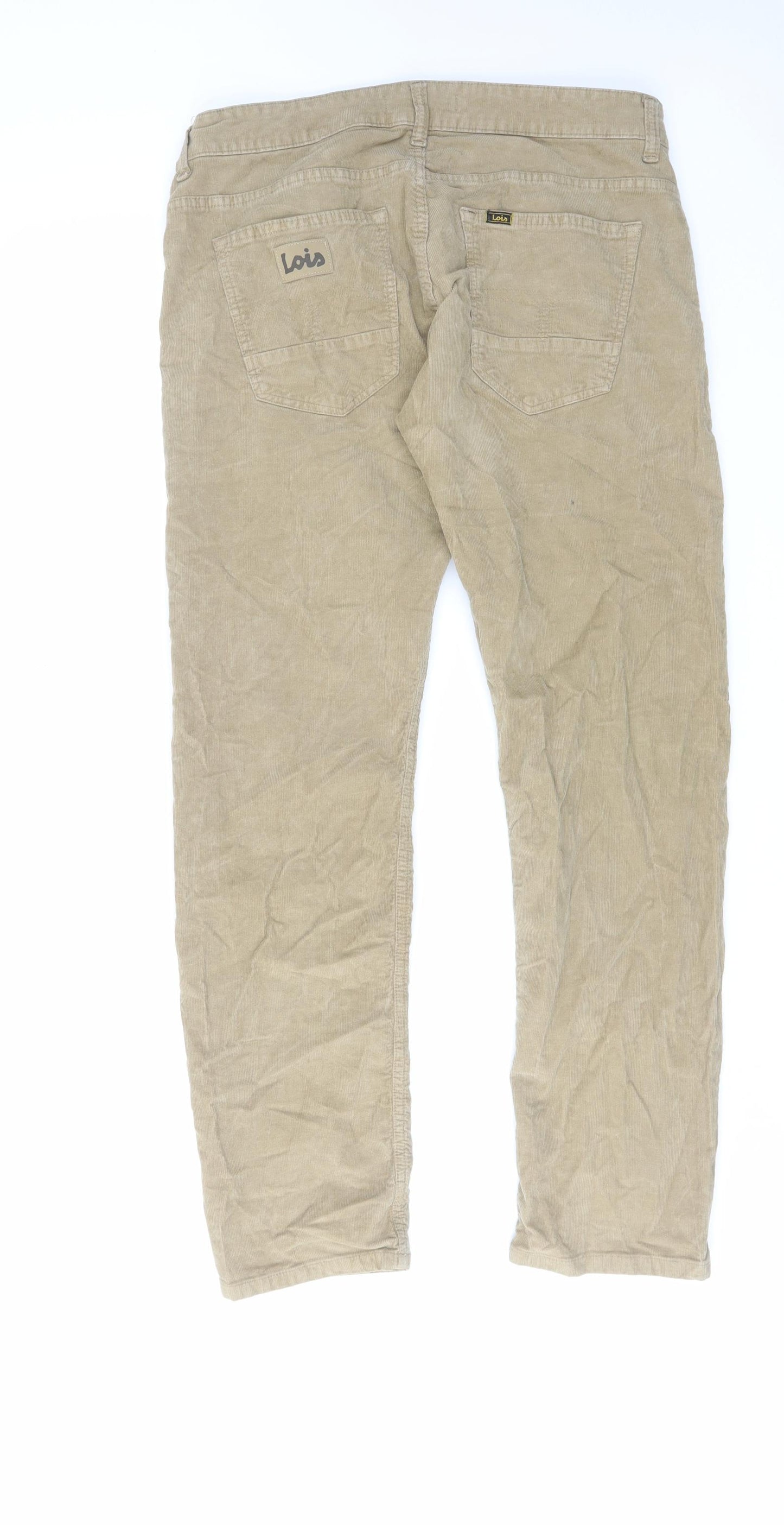 Lois Mens Beige Cotton Trousers Size 34 in L32 in Regular Zip