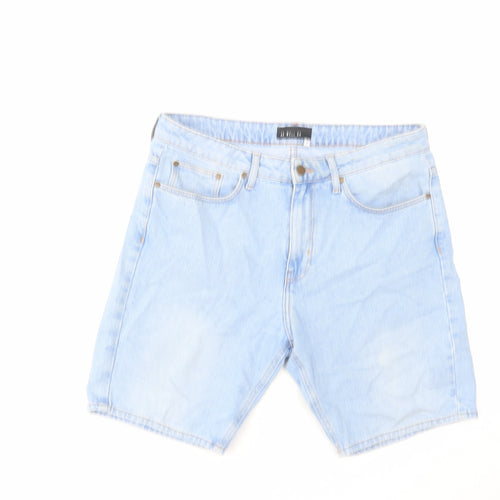 As Well 2A Womens Blue Cotton Bermuda Shorts Size L L8 in Regular Zip