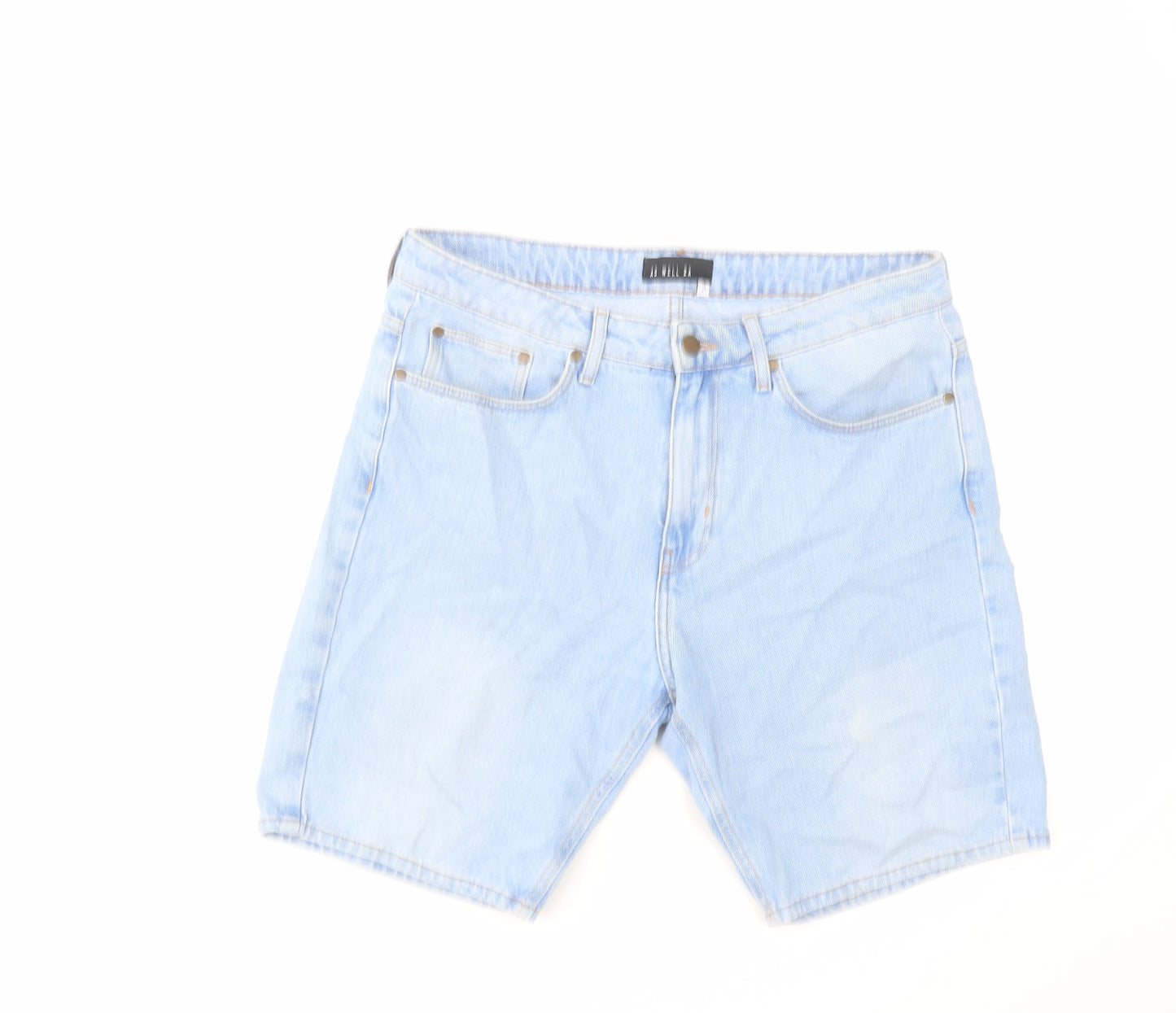 As Well 2A Womens Blue Cotton Bermuda Shorts Size L L8 in Regular Zip