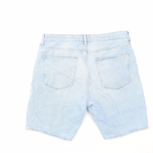 As Well 2A Womens Blue Cotton Bermuda Shorts Size L L8 in Regular Zip