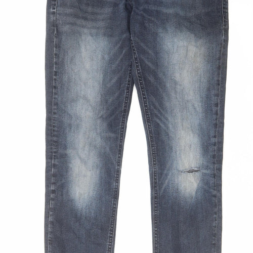 Duck & Cover Mens Blue Cotton Straight Jeans Size 32 in L31 in Slim Zip