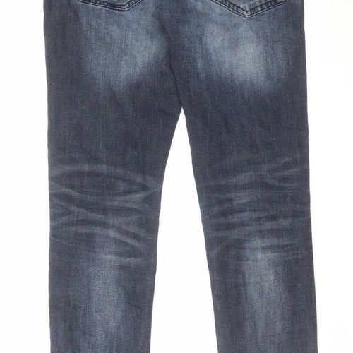 Duck & Cover Mens Blue Cotton Straight Jeans Size 32 in L31 in Slim Zip