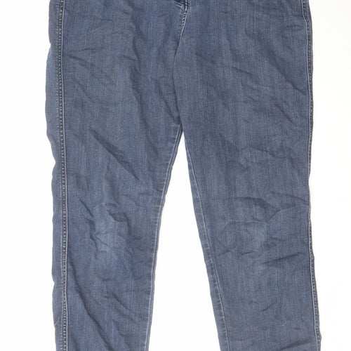 NEXT Womens Black Cotton Tapered Jeans Size 14 L29 in Regular Zip